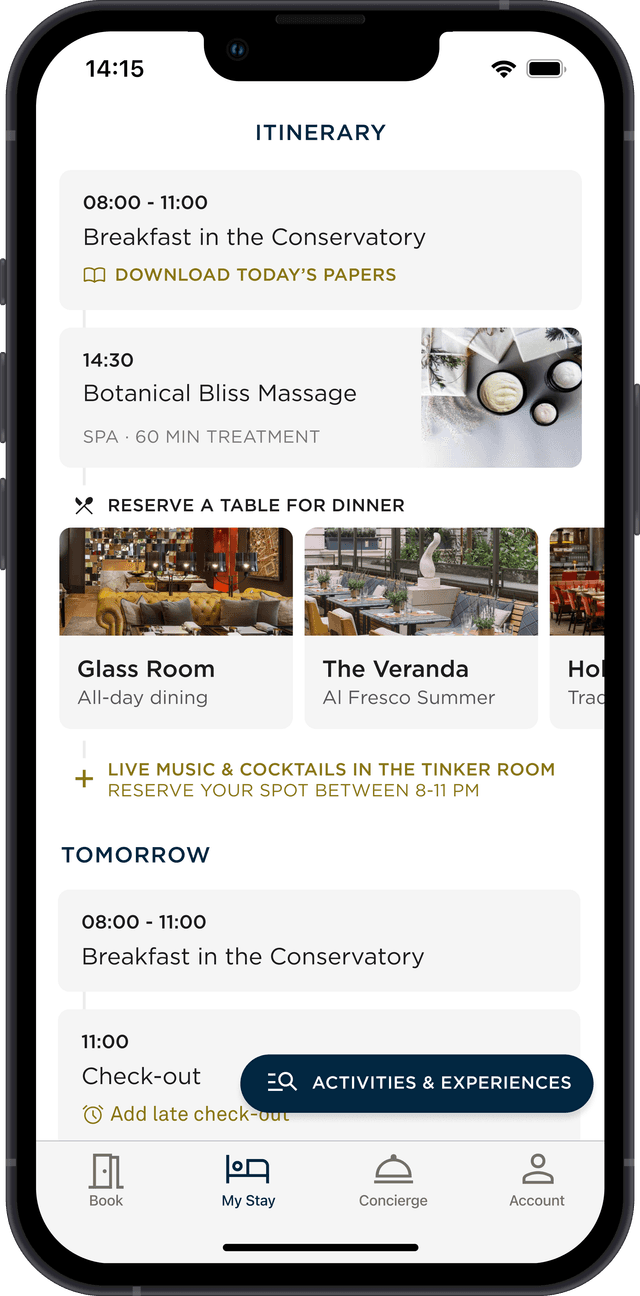 Itinerary & Experiences